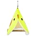 VILLCASE Bird Swing Chewing Toys Parakeet Wood Toys with Tent Natural Hanging Perch Stand Birds Cage Toys for Cockatiel Conures Pet Yellow S