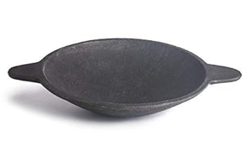 Zishta Traditional Wisdom in Practice Handmade Natural Cookware Pre Seasoned Cast Iron Appachatti | Appam Kadai Iron |Kerala Appam Maker | Cast Iron Pan | Appam Pan | Black (Dia: 20.3cm, 1.2 KG)