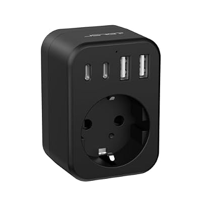 JSVER Adaptador Enchufe para Japon, Adaptador de Viaje Japón con 2 USB y 2 USB C, Enchufe Tipo A para EU Español a Japones,América, México, Canadá, Tailandia-Negro