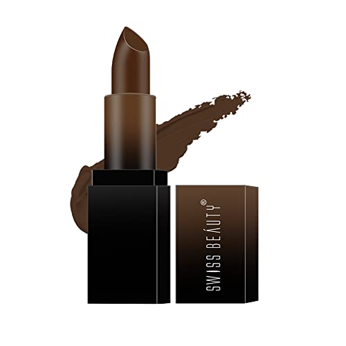 Swiss Beauty Hd Matte Pigmented Smudge Proof Lipstick | Creamy Matte Long Stay Lipstick | Coffee, 3.4g