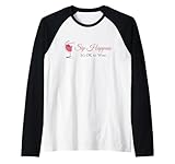 Bebedor de Copa de Vino Rosa con Texto en inglés Sip Happens It's Ok To Wine Camiseta Manga Raglan