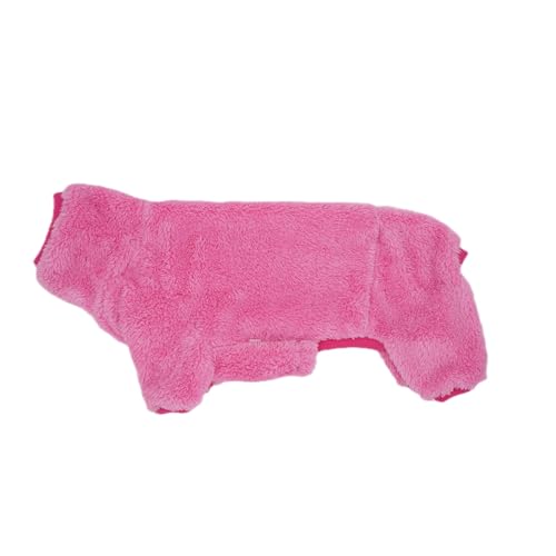 Fleece-Overall mit Dackel-Motiv, Rollkragenpullover, geeignet für Dackel, Winter, weich, gemütlich, Neonrosa, Größe S