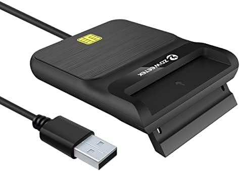 ZOWEETEK USB Smart Card Reader, CAC Card Reader Military, Compatible with Windows, Mac OS and Linux