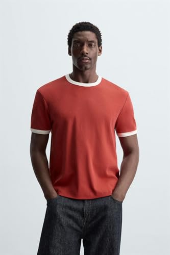 Image of Alan Jones Clothing Men's Regular Fit Stretch Cotton T-Shirt | Round Neck Short Sleeve Contrast Trim Tee | Casual Crew Neck T-Shirt for Men