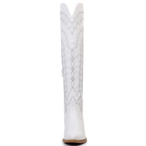 Image of GLOBALWIN Women's Cowboy Western Fashion Over The Knee Thigh High Cowgirl Boots Low Heel