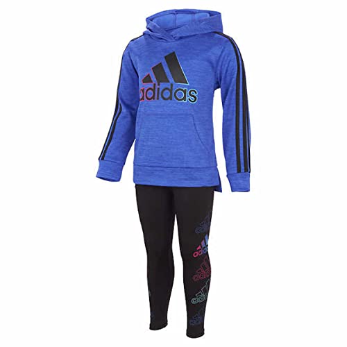 Adidas Youth Girl's 2 Piece Active Set, Long Sleeve Hoodie Top & Legging (Sonic Ink, 2T)
