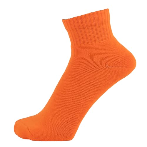 ZAKIRA Combed Cotton Terry Cushioned Athletic Ankle Trainer Socks Soft Breathable Sports Socks for Men & Women 7-12 (US) Orange