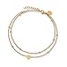 Produktbild GD GOOD.designs Fußkettchen Herz Gold für Damen - Wasserfest I Mehrreihige Fußkette - Verstellbar I Filigraner Edelstahl Fußschmuck mit 18K Vergoldung