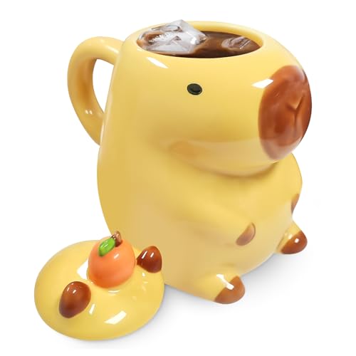 Bocguy Taza de capibara, linda taza de café de capibara, tazas de cerámica de capibara, mug de animal divertida en forma de 3D para cumpleaños de oficina familiar y Navidad para niñas y niños