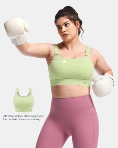 Image of Women's Sports Bra Wirefree Adjustable Medium-High Support Everyday Wear for Large Bust Plus Size with Removable Pads