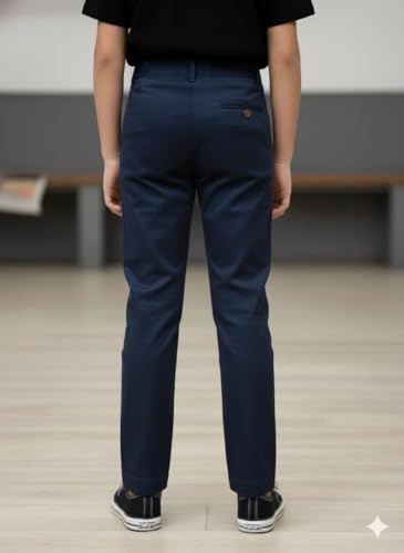 Image of A.T.U.N. (ALL THINGS UBER NICE) Boys Regular Fit Formal Chinos | Smart School & Occasion Wear Bottoms | Smooth, Comfortable & Tailored Look Pants