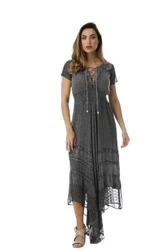 Riviera Sun Embroidered Boho Summer Maxi Dress