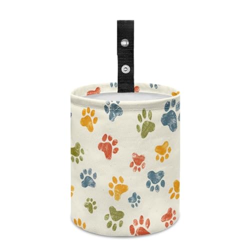 Image of Dog Paw Car Rubbish Bin Portable Waste Basket Can Foldable Auto Waste Storasge Bag Holder with Adjustable Strap for Camping, Travelling, Picnic