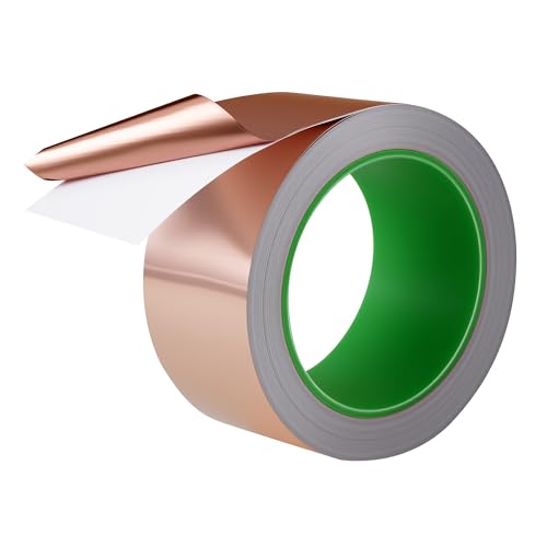 BUCOMTU Kupferband Gegen Schnecken 50mm x 20m Beidseitig Leitende EMI Kupferfolienband Selbstklebend Schneckenabwehr Schneckenschutz Kupferband für Hochbeet & Pflanzen