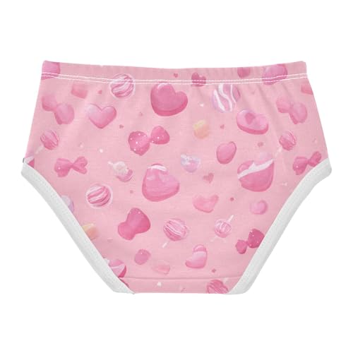 Wusikd Pink Hearts Girls' Underwear Cotton Candy Girls Briefs Soft Toddler Underwear 2T2