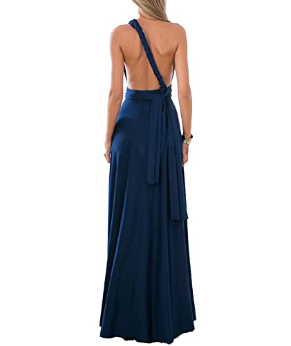 Image of Sexyshine Women's Backless Gown Dress Convertible Multi-Way Wrap Halter Cocktail Dress Bandage Bridesmaid Long Dresses