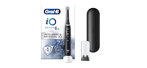 Oral-B iO 6N Cepillo de Dientes Eléctrico con 2 Cabezales y 1 Estuche de Viaje, Diseñado por Braun, Regalos Orginales - Negro