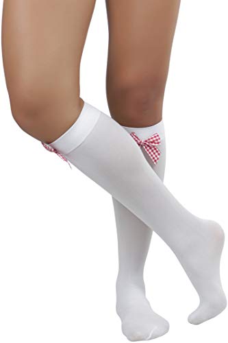 Image of ToBeInStyle Women's Opaque Knee High Nylon Fashion Socks Solid & w /Front Satin Bow