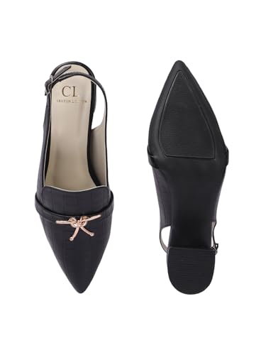 Image of Carlton London Women Comfortable Block Heel Pointed Toe Slingback Fashion Shoes for Party, Office use, Casual use