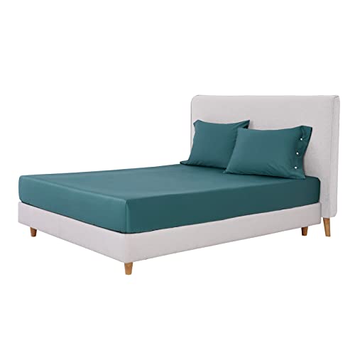 Mixinni MX410 PEACOCK BLUE-Q 3 Piece Queen Size Peacock Blue Bedding Sheet Set cover
