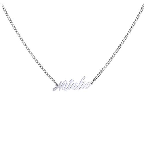 WIGERLON Custom Name Necklace Personalized Pendant 18k White Gold Plated for Women and Girl Natalie