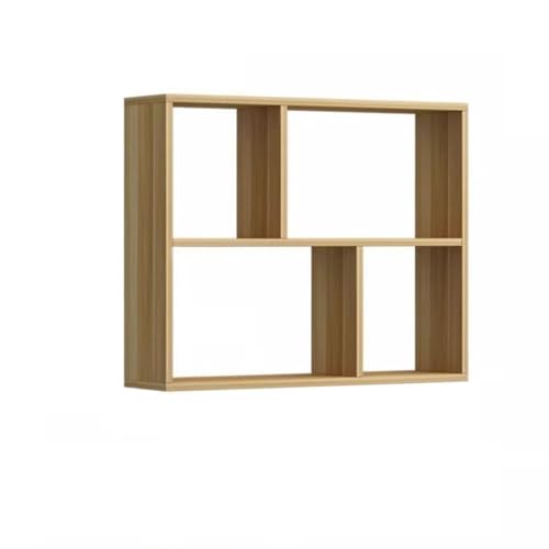 FGXHHS Estantería de Madera Moderna con Dos baldas flotantes para DVD, Libros y Archivos, Color Nogal Claro, 60 x 20 x 65 cm, Ideal para el hogar y la Oficina.