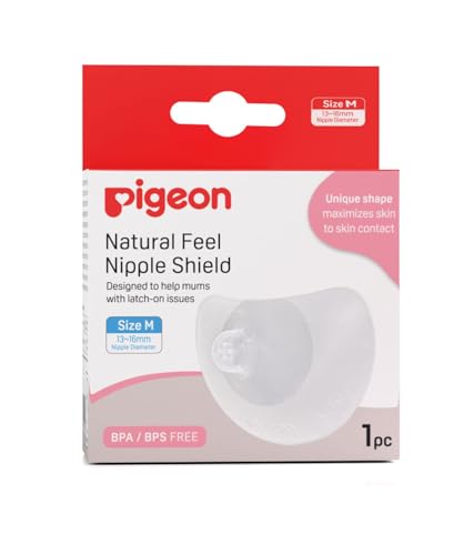 Image of Pigeon Natural Feel Silicone Nipple Shield Size M (13-16 mm) with Storage Case | Ultra Soft BPA-Free Breastfeeding Nipple Protector | Butterfly Shape for Flat, Inverted & Sore Nipples