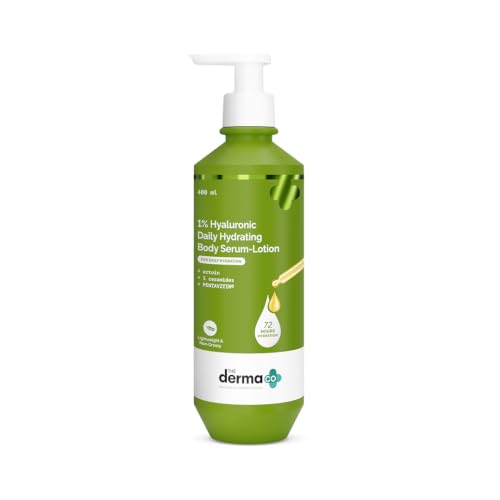 Image of The Derma Co 1% Hyaluronic Daily Hydrating Body Serum-Lotion | 72 Hours Hydration | Ectoin, 5 Ceramides & PENTAVITIN | Lightweight & Non-sticky | Strengthen's Skin Barrier | Power of 4 Hydrators -400ml