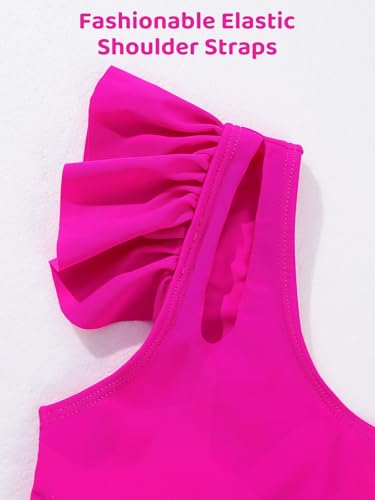 Girls Swimsuits Hawaiian Teen Bathing Suits 3 Piece Tropical Floral Ruffle Strap Bikini Set with Cover Up Skirt 9-16T2