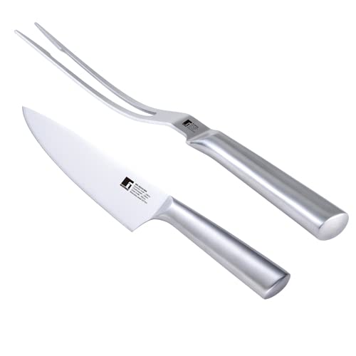 BBQ 2PC SET KNIFE+MEAT FORK, BG40220MM, Silver