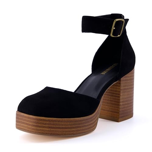 CUSHIONAIRE Women's Tanner Leather stack block heel with Memory Foam Padding, Wide Widths Available - Main Image