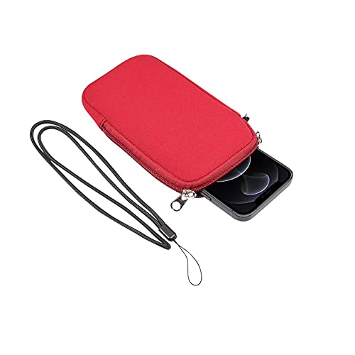 Image of Neoprene Phone Sleeve Pouch Case for iPhone 17 Pro Max / 17 Air, 16 15 14 Pro Max / 16 15 Plus, Samsung Galaxy S25 Ultra S24 Ultra S26+ S25 FE S24 FE S23 FE /Plus, A15 A36 A35 A56 (Red-L)
