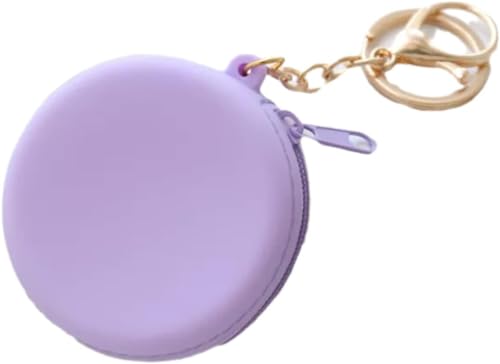 Keychain Cartoon Portable Round Silicone Coin Purse Coin Storage Bag Wallet Key Case