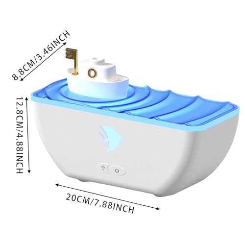 Humidificateur à changement de couleur blanc noir 20x12,4x8,8 cm pour salon moderne - 3