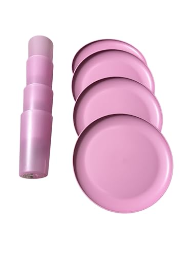 8-piece plastic dinnerware set, 4 flat plates and 4 plastic cups, made for outdoor camping