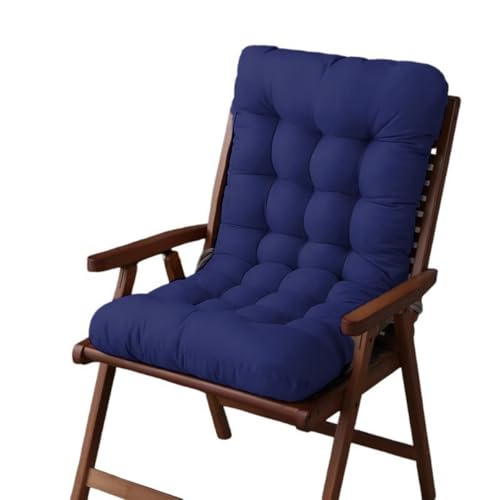 Highdi Cojin para Tumbona Jardín Exterior, 8 cm de Grosor, Color Liso Cojín Reclinable Cómodo Respaldo con Correas para Silla de Jardin, Silla Mecedora, Patio, Balcón (Azul Marino,85x45x8cm)