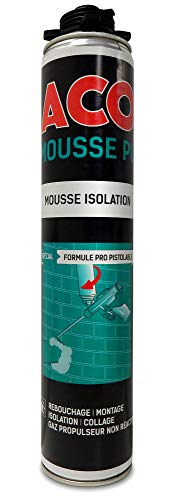 ACO DPU750A ACO MOUSSE Mastic Expansive Polyurethane, Pistolable, Isolation & Remplissage, 750ml