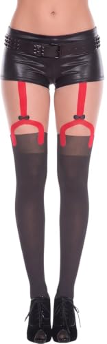 Image of ToBeInStyle Women's Flame Burning Fire Tights w /Devil-Inspired Print Hosiery