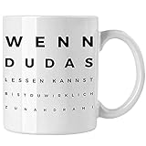 Trendation - Optiker Geschenk Tasse Augenarzt Lustiger Spruch Augenarztpraxis Geschenke Optikerin Meister Meisterin (Weiß)