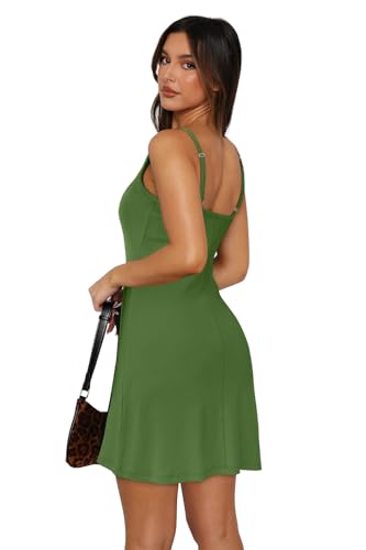 Image of WIHOLL Womens Summer Sleeveless A-Line Mini Dress 2025 Sexy Backless Spaghetti Strap Party Club Bodycon Dresses