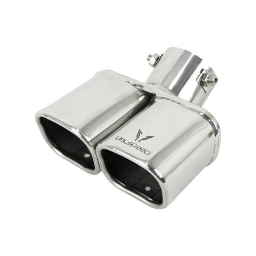 Ponteira Velspeed Esportiva Automotiva Dupla Quadrada Curva Cromada (7,5cm)