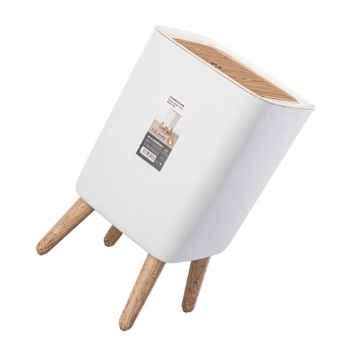 Bote de basura rectangular con tapa press estilo madera, 10L