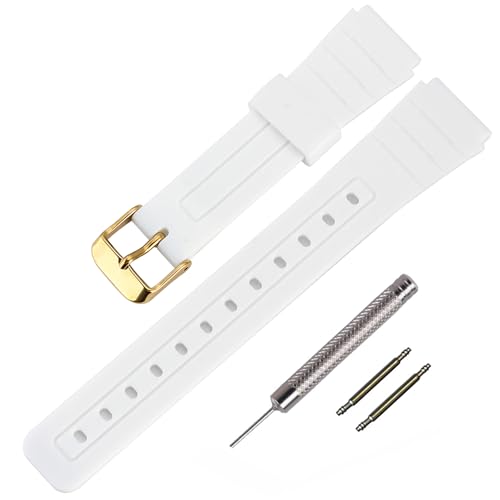 TPUEHb`Xgbv̌p Casio F-91W/F-84/F-94/F-105/F-108/A-158pohijEpj (White/Gold Buckle)