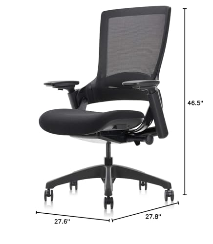 Image of CLATINA Ergonomic High Swivel Executive Chair Fabric Mesh Office Tables Chair with Adjustable Height Head 3D Arm Rest Lumbar Support and Upholstered Back for Home Office Conference Black