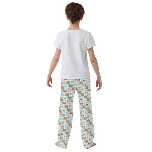 Princess Corgi Dog Boys Long Pants Soft Trousers Elastic Waist Kids Lounge Bottoms with Pockets S-XL3