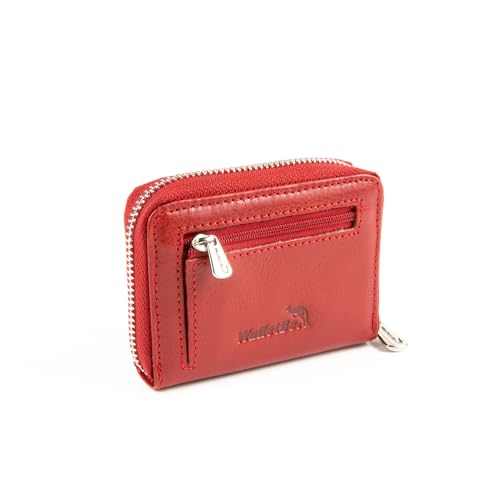 Image of Women's Wallet Leather RFID Original Zip Accordion, 10 Card Slots, Vegetable Tanned Leather Red
