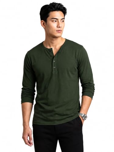 Image of BULLMER Men's Trendy Full Sleeve Henley Neck T-Shirt | Cotton Blend Solid Casual Tee | Stylish Menswear for Everyday | Sizes S to 2XL - Pack 1
