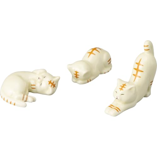 かわいい食器 「 とらねこな毎日 」 トラ猫(3人分セット) 箸置き 約6×4cm 動物 雑貨 猫 グッズ 人間用 食器 白 SAN4574
