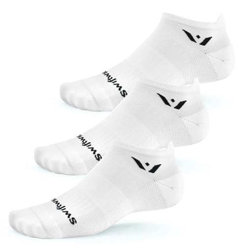 Swiftwick- ASPIRE ZERO Tab (3 Pairs) Running Socks, Cycling Socks, Firm Support (White, Large)