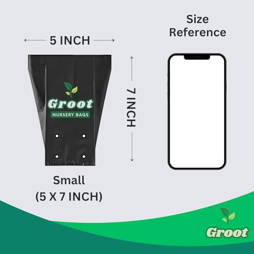 Image of Groot 5 x 7 Inches - 500 PCS - UV Protected Poly Grow Nursery Plant Bags | Plant Bags for Home Garden | Nursery Bags for Plants | Small Size